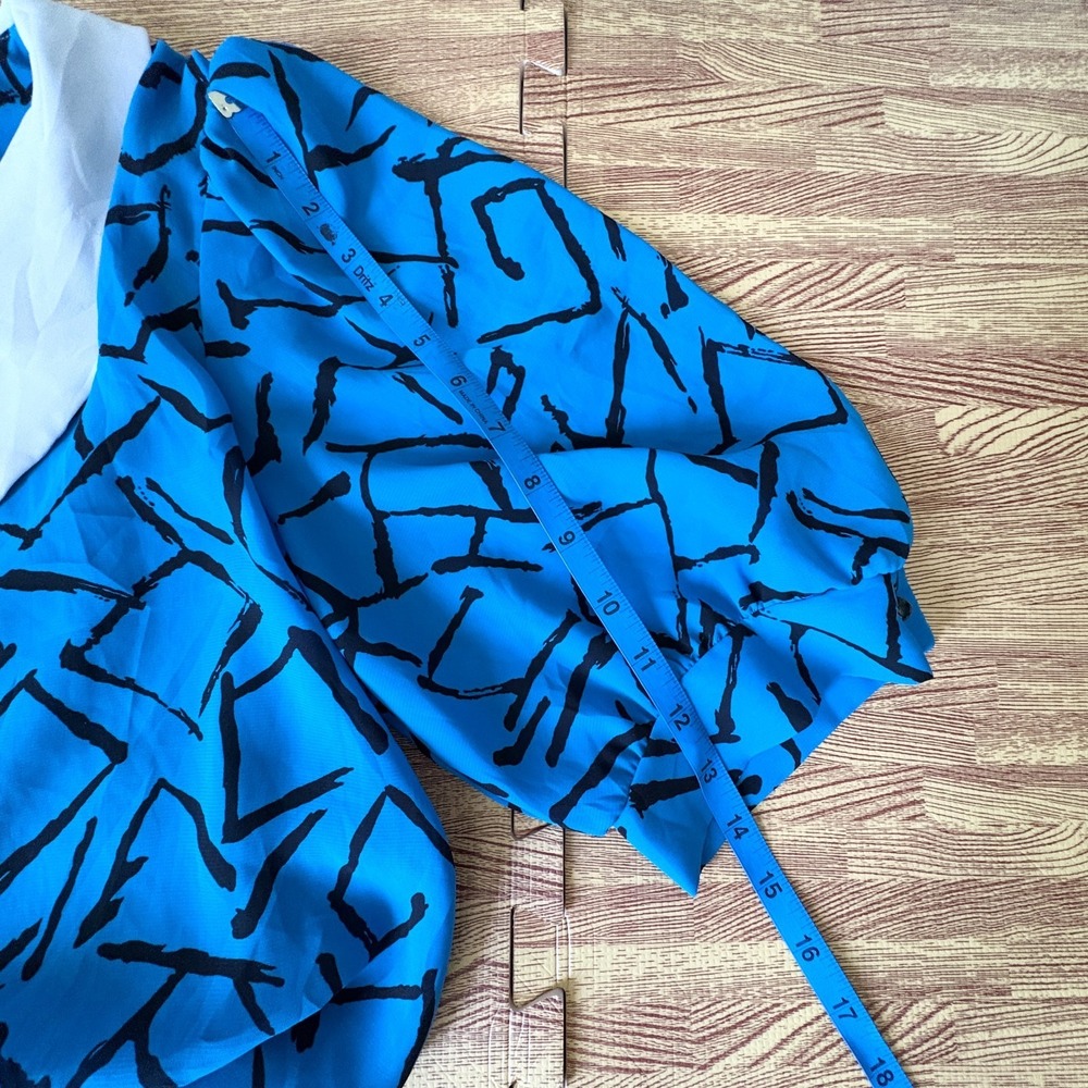 JB Too Vintage 80s Womens Size 14 Blue Abstract Print Collared Tie Dress - Picture 9 of 9